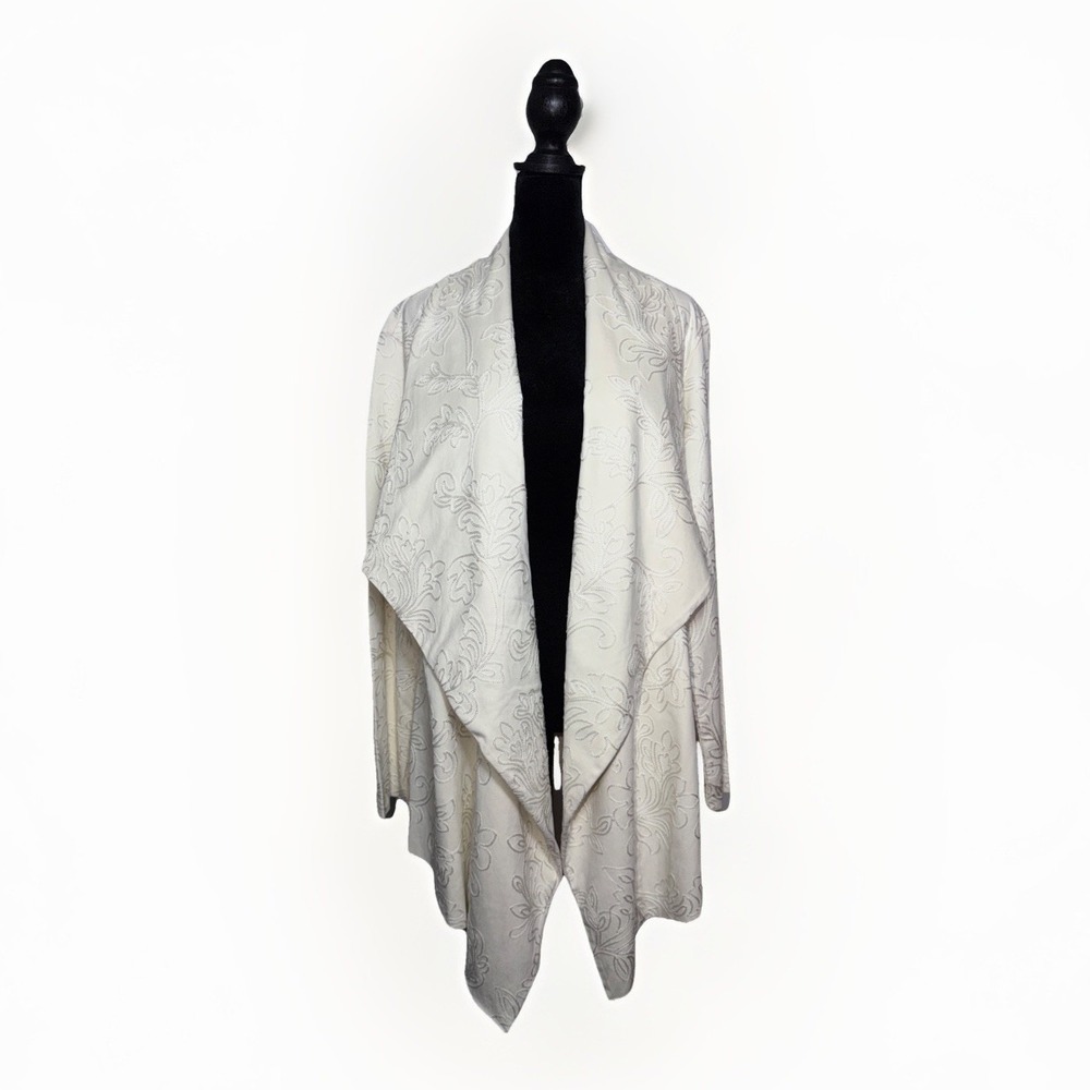 Soft Surroundings Drape Front Embroidered Jacket Women's XL Ivory Pearl NWT